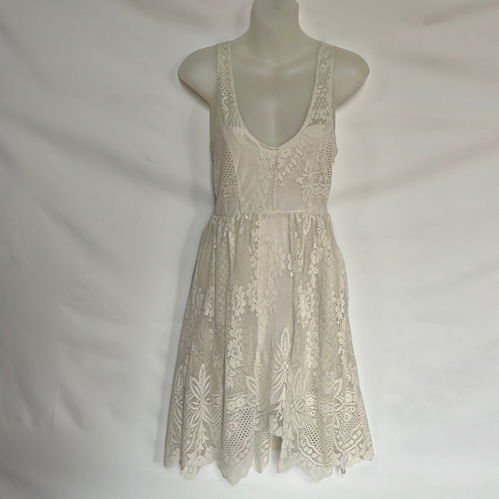 Free People Cream Lace Mini Dress